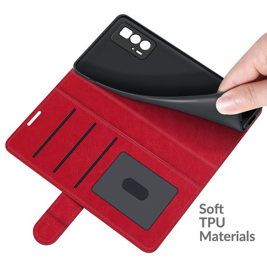 Motorola Edge 20 Pro Hoesje - MobyDefend Wallet Book Case (Sluiting Achterkant) - Rood