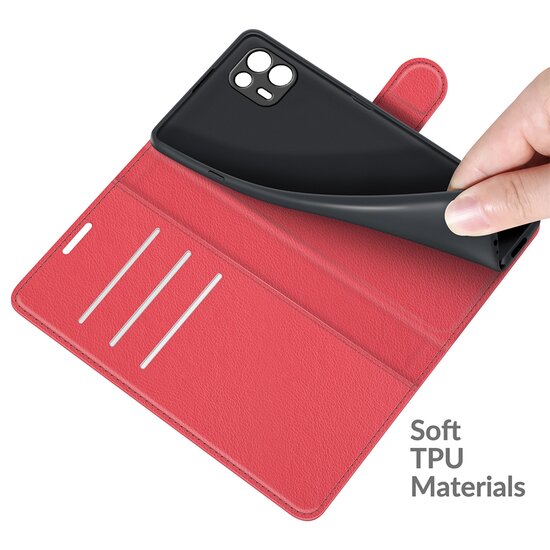 Motorola Edge 20 Lite Hoesje - MobyDefend Kunstleren Wallet Book Case (Sluiting Voorkant) - Rood