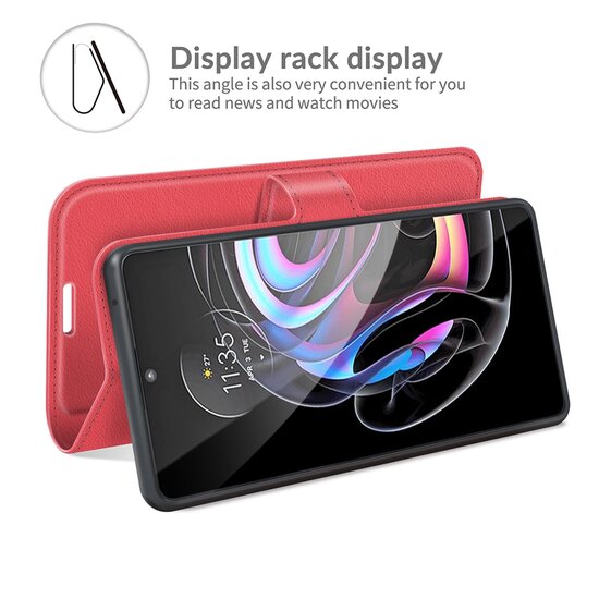 Motorola Edge 20 Lite Hoesje - MobyDefend Kunstleren Wallet Book Case (Sluiting Voorkant) - Rood