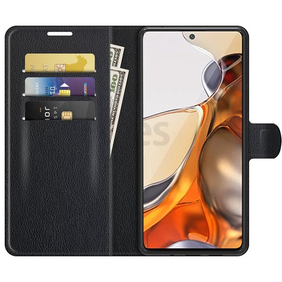 Xiaomi 11T / Xiaomi 11T Pro Hoesje, MobyDefend Kunstleren Wallet Book Case, Zwart