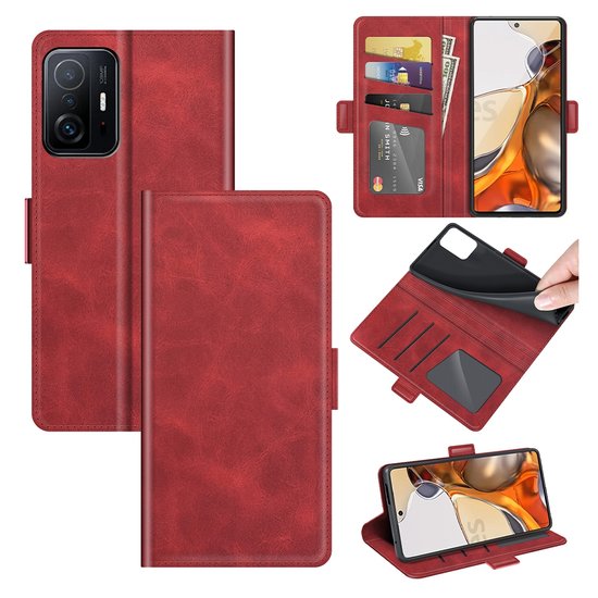 Xiaomi 11T / Xiaomi 11T Pro Hoesje, MobyDefend Luxe Wallet Book Case (Sluiting Zijkant), Rood