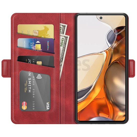 Xiaomi 11T / Xiaomi 11T Pro Hoesje, MobyDefend Luxe Wallet Book Case (Sluiting Zijkant), Rood