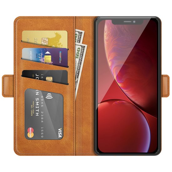 iPhone 13 Pro Max Hoesje, MobyDefend Luxe Wallet Book Case (Sluiting Zijkant), Lichtbruin