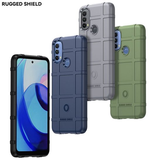 Motorola Moto E20 / E30 / E40 Hoesje, Rugged Shield TPU Gelcase, Zwart