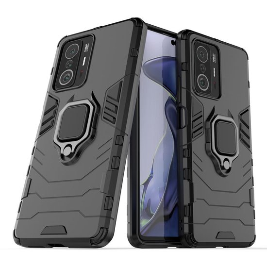 Xiaomi 11T / 11T Pro Hoesje, MobyDefend Dubbelgelaagde Pantsercase Met Standaard, Zwart