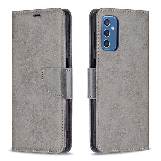Samsung Galaxy M52 Hoesje, MobyDefend Wallet Book Case Met Koord, Grijs
