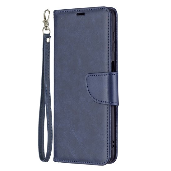 Samsung Galaxy M52 Hoesje, MobyDefend Wallet Book Case Met Koord, Blauw