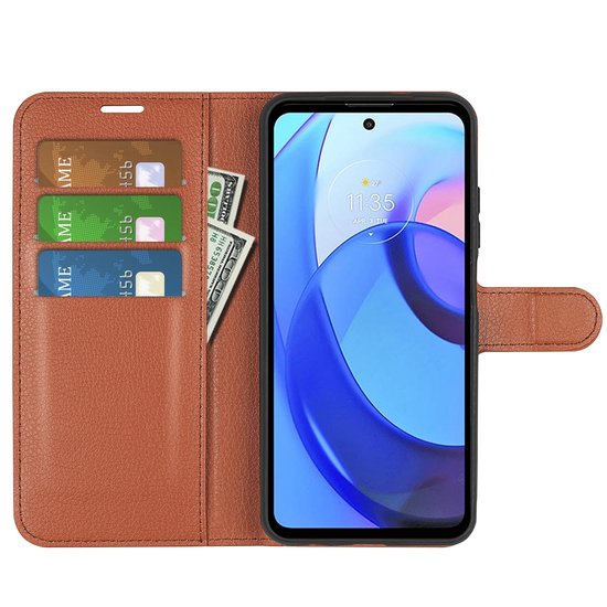 Motorola Moto E20 / E30 / E40 Hoesje, MobyDefend Kunstleren Wallet Book Case, Bruin