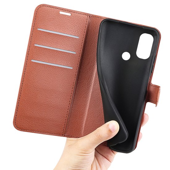 Motorola Moto E20 / E30 / E40 Hoesje, MobyDefend Kunstleren Wallet Book Case, Bruin