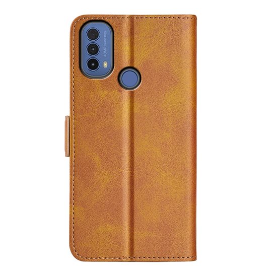 Motorola Moto E20 / E30 / E40 Hoesje, MobyDefend Luxe Wallet Book Case (Sluiting Zijkant), Lichtbruin