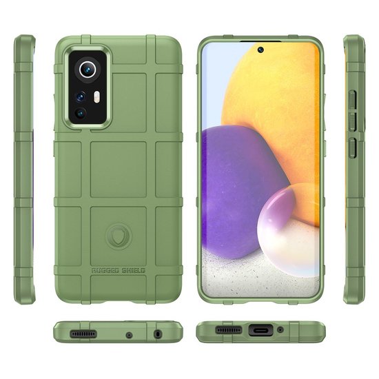 Xiaomi 12 / 12X Hoesje - Mobydefend Rugged Shield TPU Backcover - Groen