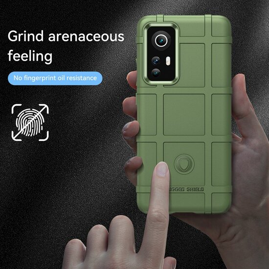 Xiaomi 12 / 12X Hoesje - Mobydefend Rugged Shield TPU Backcover - Groen