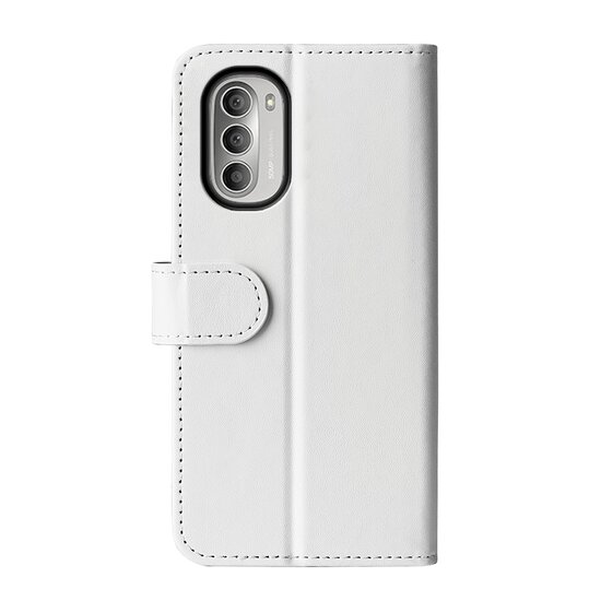 Motorola Moto G51 Hoesje, MobyDefend Wallet Book Case (Sluiting Achterkant), Wit