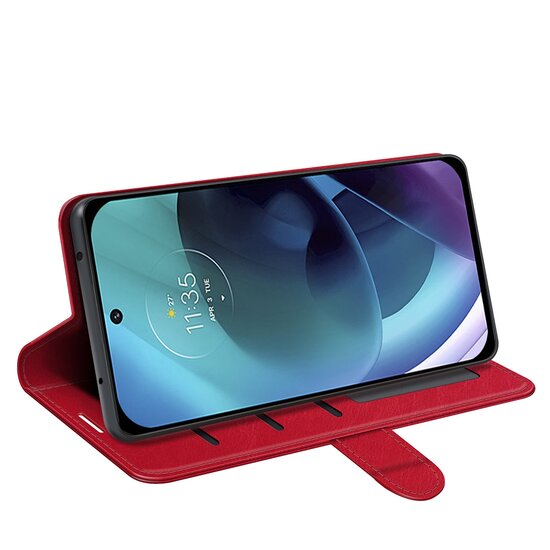 Motorola Moto G51 Hoesje - MobyDefend Wallet Book Case (Sluiting Achterkant) - Rood