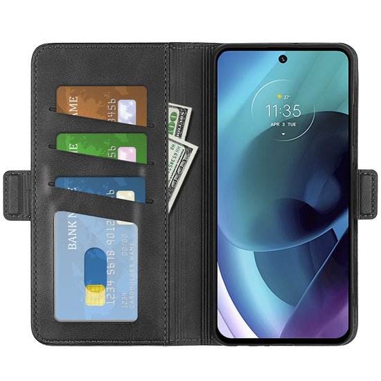 Motorola Moto G51 Hoesje, MobyDefend Luxe Wallet Book Case (Sluiting Zijkant), Zwart