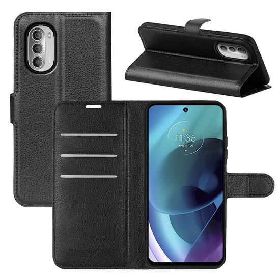 Motorola Moto G51 Hoesje - MobyDefend Kunstleren Wallet Book Case (Sluiting Voorkant) - Zwart