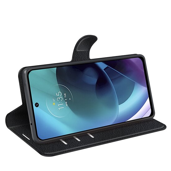 Motorola Moto G51 Hoesje - MobyDefend Kunstleren Wallet Book Case (Sluiting Voorkant) - Zwart