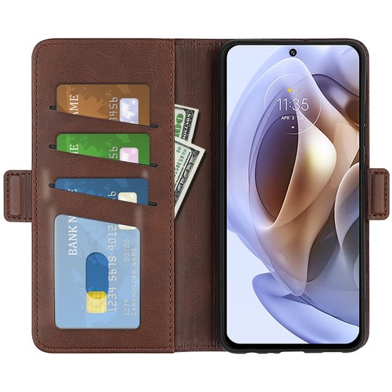 Motorola Moto G31 / Moto G41 Hoesje, MobyDefend Luxe Wallet Book Case (Sluiting Zijkant), Bruin