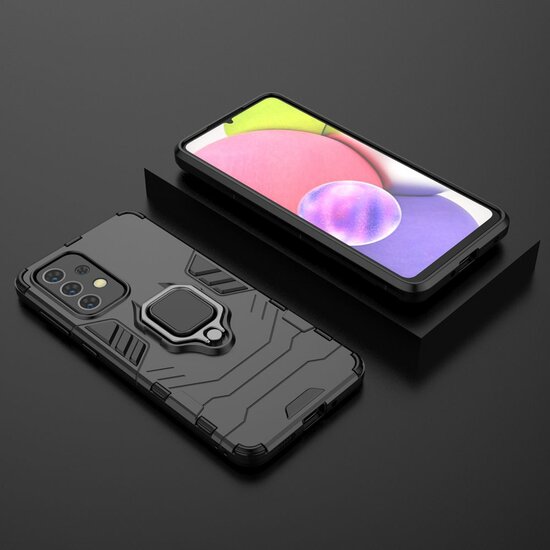 Samsung Galaxy A33 Hoesje - MobyDefend Dubbelgelaagde Pantsercase Met Standaard - Zwart
