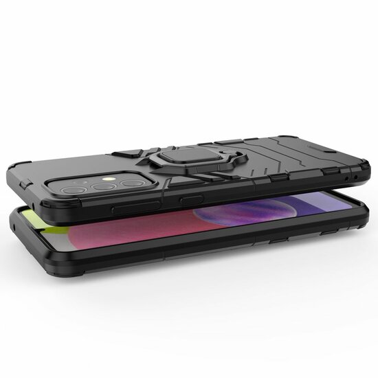 Samsung Galaxy A33 Hoesje - MobyDefend Dubbelgelaagde Pantsercase Met Standaard - Zwart