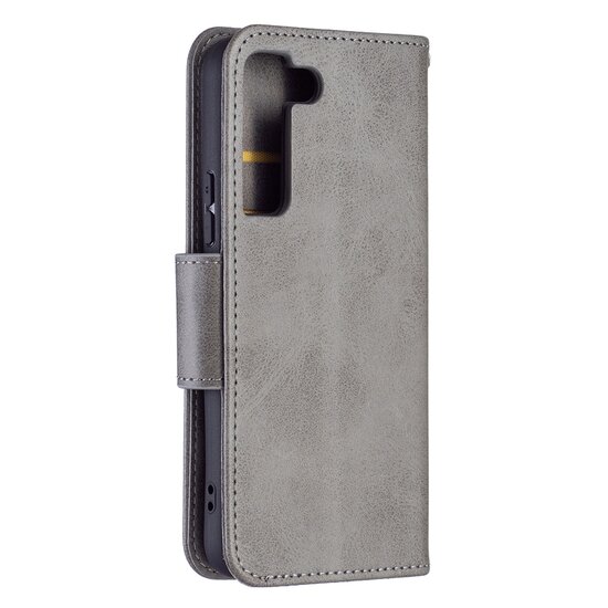 Samsung Galaxy S22 Hoesje, MobyDefend Wallet Book Case Met Koord, Grijs