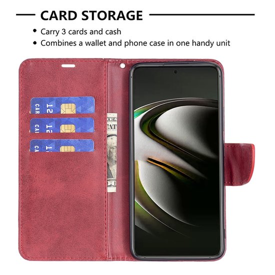 Samsung Galaxy S22 Hoesje, MobyDefend Wallet Book Case Met Koord, Rood