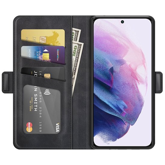 Samsung Galaxy S22 Hoesje, MobyDefend Luxe Wallet Book Case (Sluiting Zijkant), Zwart