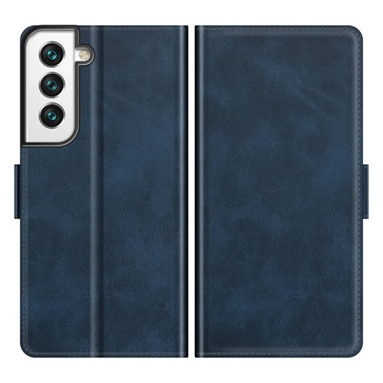 Samsung Galaxy S22 Hoesje, MobyDefend Luxe Wallet Book Case (Sluiting Zijkant), Blauw