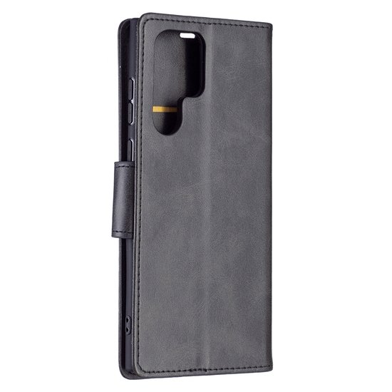 Samsung Galaxy S22 Ultra Hoesje, MobyDefend Wallet Book Case Met Koord, Zwart