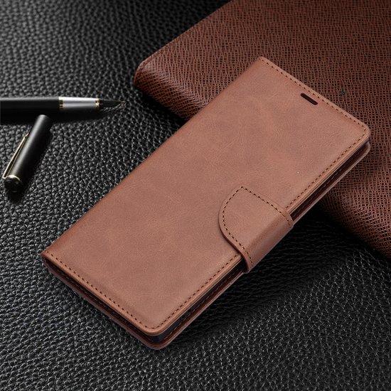 Samsung Galaxy S22 Ultra Hoesje, MobyDefend Wallet Book Case Met Koord, Bruin