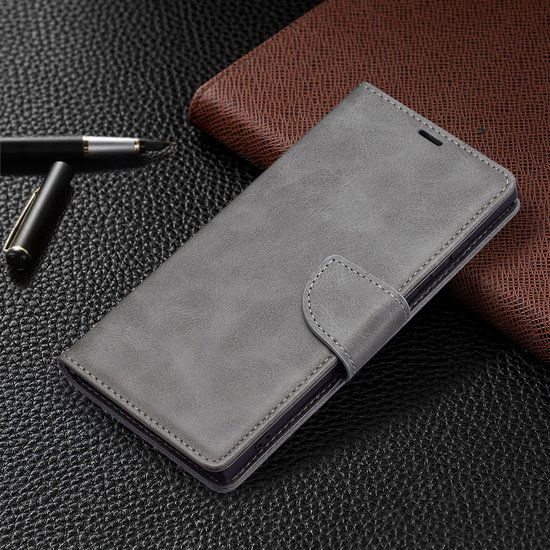 Samsung Galaxy S22 Ultra Hoesje, MobyDefend Wallet Book Case Met Koord, Grijs