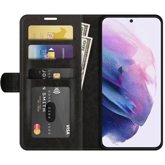 Samsung Galaxy S22 Plus (S22+) Hoesje, MobyDefend Wallet Book Case (Sluiting Achterkant), Zwart