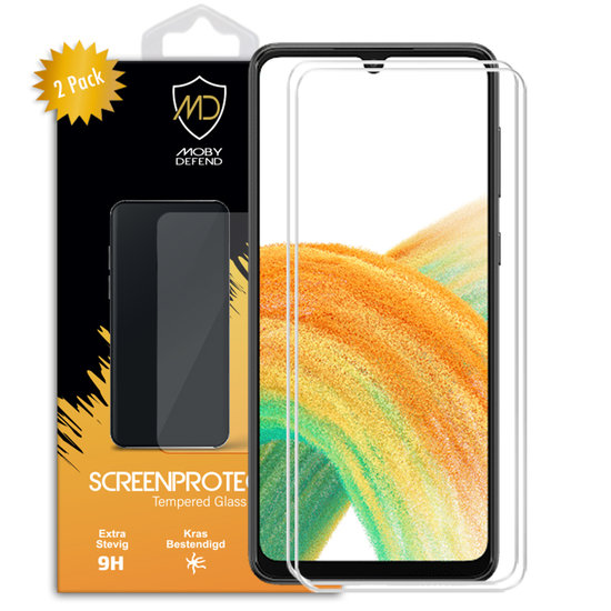 2-Pack Samsung Galaxy A33 Screenprotectors - MobyDefend Case-Friendly Screensavers - Gehard Glas