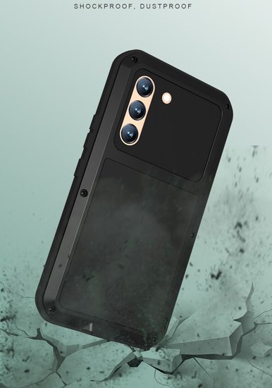 Samsung Galaxy S22 Hoes - Love Mei Metalen Case - Extreme Protection - Zwart