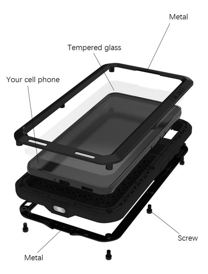 Samsung Galaxy S22 Hoes - Love Mei Metalen Case - Extreme Protection - Zwart