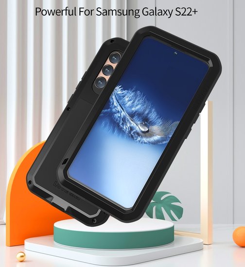Samsung Galaxy S22 Plus (S22+) Hoes - Love Mei Metalen Case - Extreme Protection - Zwart