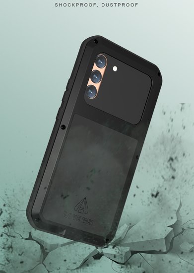 Samsung Galaxy S22 Plus (S22+) Hoes - Love Mei Metalen Case - Extreme Protection - Zwart