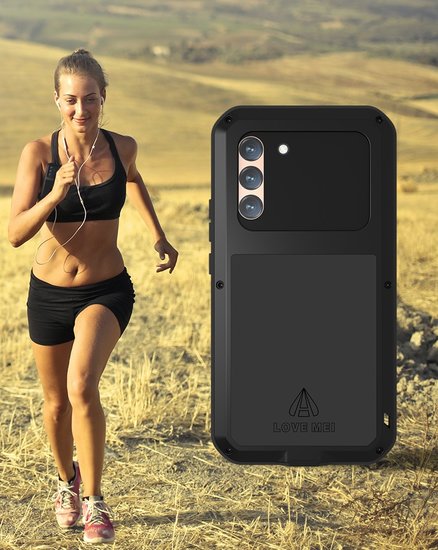 Samsung Galaxy S22 Plus (S22+) Hoes - Love Mei Metalen Case - Extreme Protection - Zwart