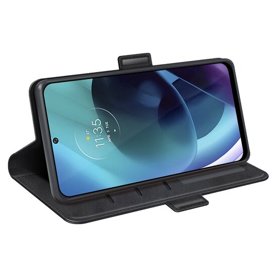 Motorola Moto G71 Hoesje - MobyDefend Luxe Wallet Book Case (Sluiting Zijkant) - Zwart