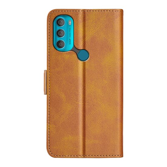 Motorola Moto G71 Hoesje, MobyDefend Luxe Wallet Book Case (Sluiting Zijkant), Lichtbruin