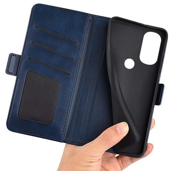 Motorola Moto G71 Hoesje, MobyDefend Luxe Wallet Book Case (Sluiting Zijkant), Blauw