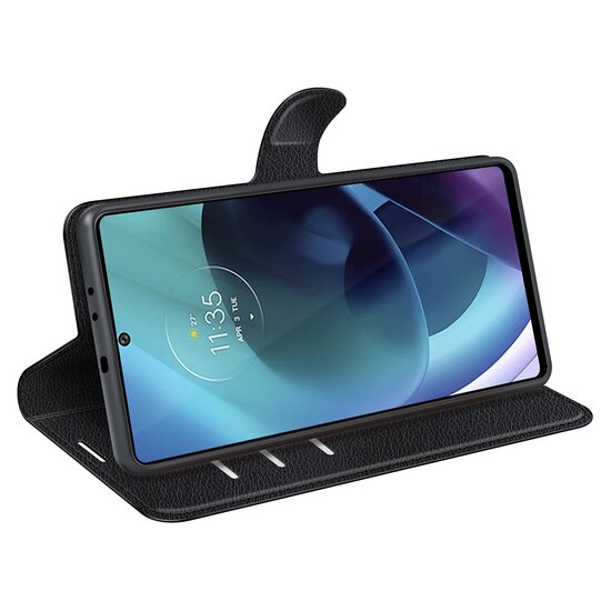 Motorola Moto G71 Hoesje - MobyDefend Kunstleren Wallet Book Case (Sluiting Voorkant) - Zwart
