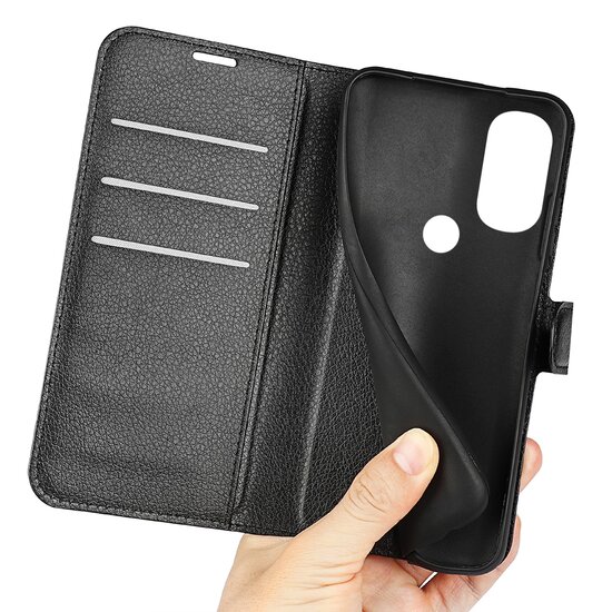 Motorola Moto G71 Hoesje, MobyDefend Kunstleren Wallet Book Case, Zwart