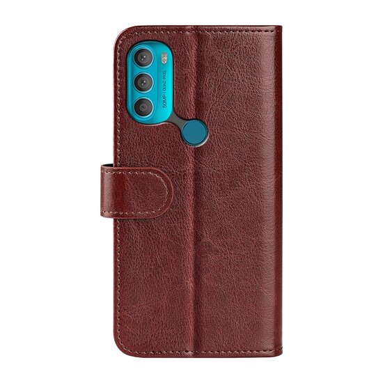 Motorola Moto G71 Hoesje - MobyDefend Wallet Book Case (Sluiting Achterkant) - Bruin