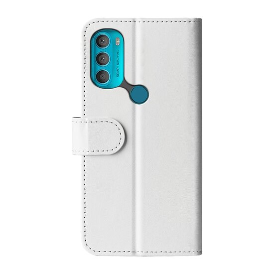 Motorola Moto G71 Hoesje, MobyDefend Wallet Book Case (Sluiting Achterkant), Wit
