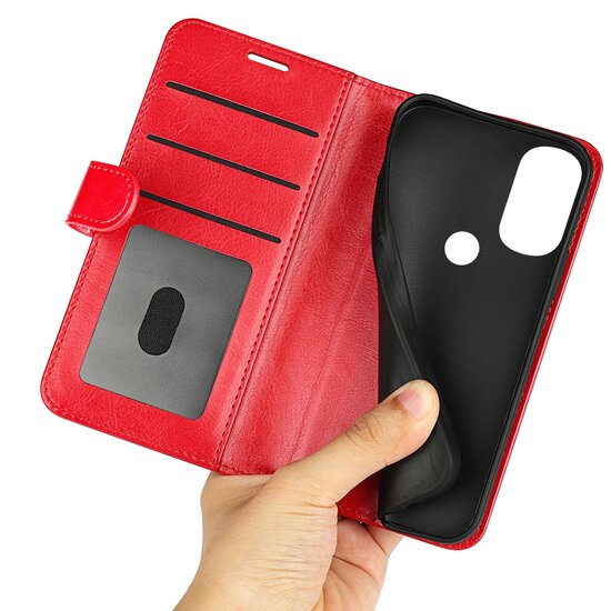 Motorola Moto G71 Hoesje, MobyDefend Wallet Book Case (Sluiting Achterkant), Rood