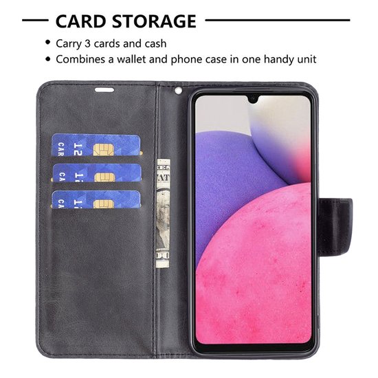 Samsung Galaxy A33 Hoesje, MobyDefend Wallet Book Case Met Koord, Zwart