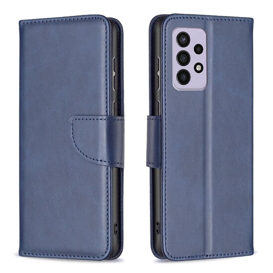 Samsung Galaxy A33 Hoesje - MobyDefend Wallet Book Case Met Koord - Blauw