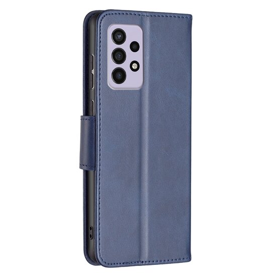 Samsung Galaxy A33 Hoesje - MobyDefend Wallet Book Case Met Koord - Blauw