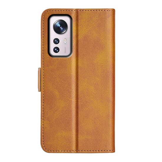 Xiaomi 12 / 12X Hoesje, MobyDefend Luxe Wallet Book Case (Sluiting Zijkant), Lichtbruin